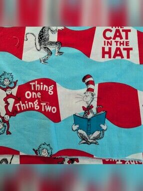 "The Cat in the Hat" Dr. Seuss Cotton Fabric Remnant 43"x35.5"